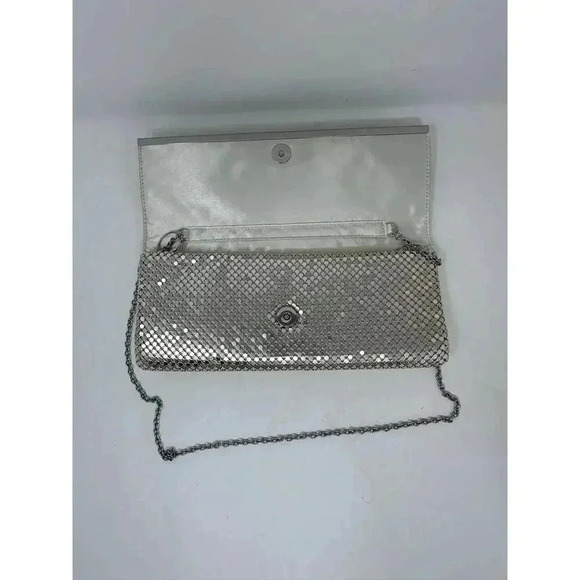 Jessica McClintock Vintage Silver Mesh Purse Clutch 80's - Picture 7 of 14